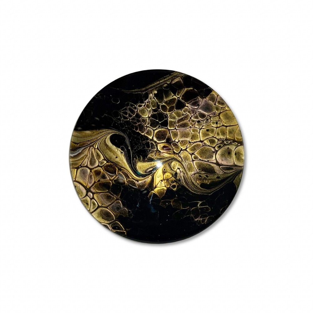 Acrylic Art "Swipe' Painting with Resin Coating 8 inch Round on MDF Board